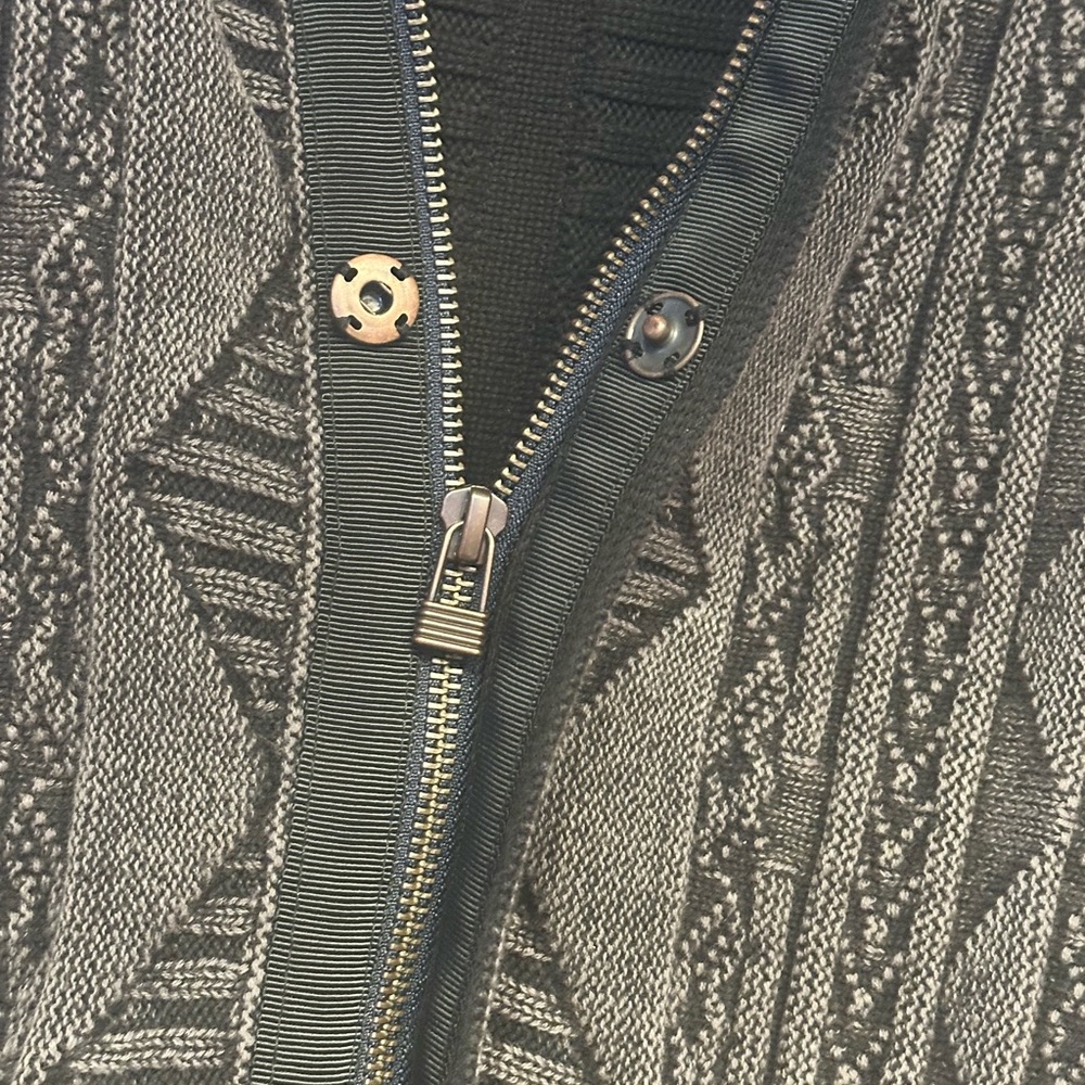 XL Carbon 2 Cobalt charcoal black cableknit zip snap sweater cardigan jacket EUD